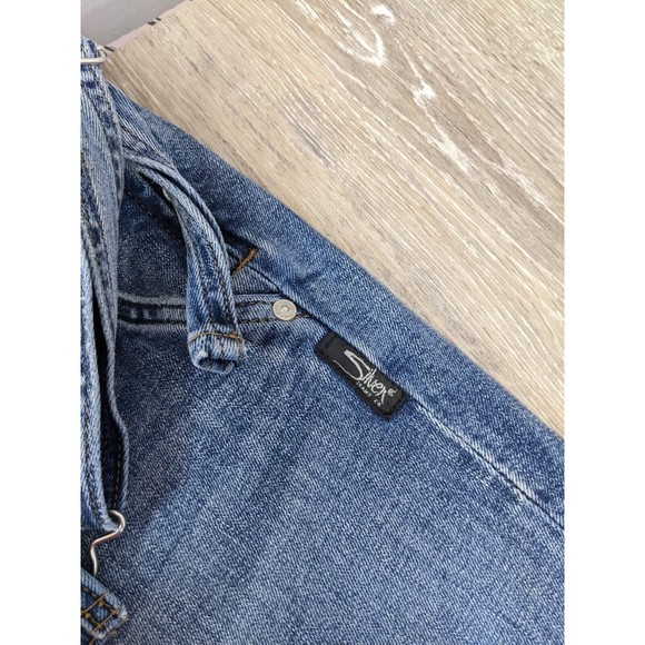 Vintage Silver Jeans Bib Overalls Womens Blue Denim Flare Bootcut Western XS L26 - Picture 5 of 7